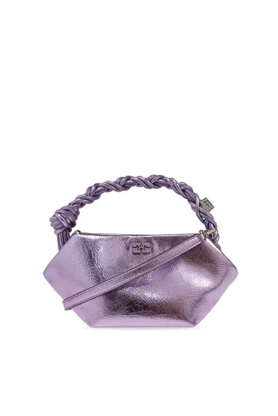 Ganni Handbag With Logo In Purple