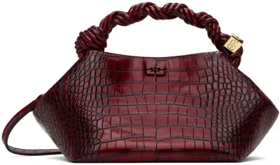 Ganni Ssense Exclusive Burgundy Croc Patent Small Bou Bag In Burgundy 436