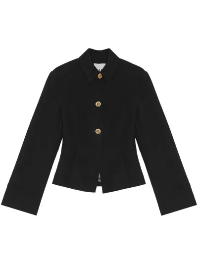 Ganni Twill Blazer In Black