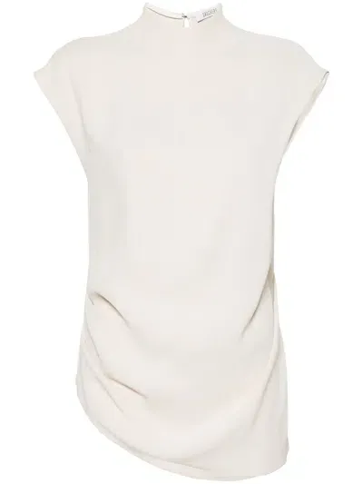 Gauchère Crepe Asymmetric Sleeveless Blouse In White