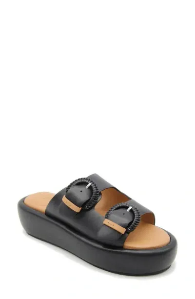 Gentle Souls By Kenneth Cole Theresa Platform Slide Sandal In Black Leather