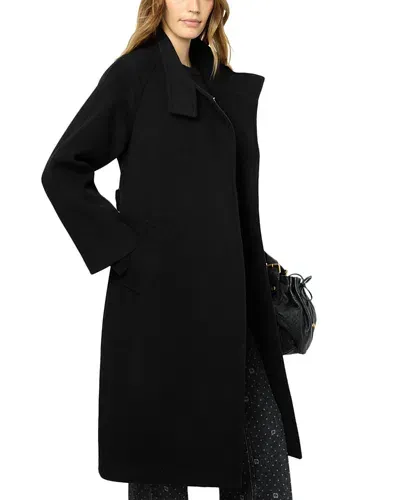 Gerard Darel Lou Double Breasted Coat In Black