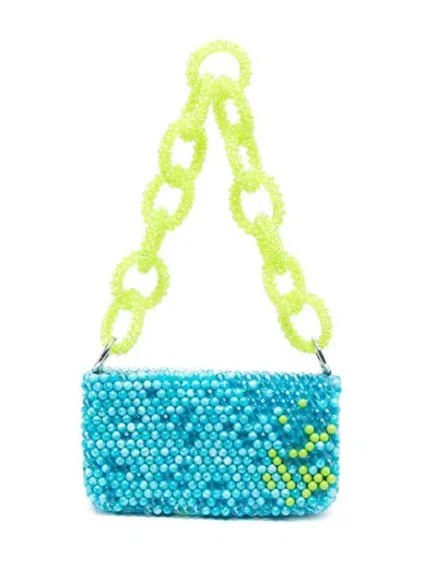 Germanier Two-tone Bead-embellished Shoulder Bag In Blue