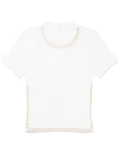 Giambattista Valli Crystal-embellished T-shirt In White