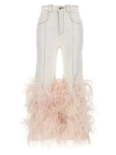 Giambattista Valli Feather Jeans In Blanco