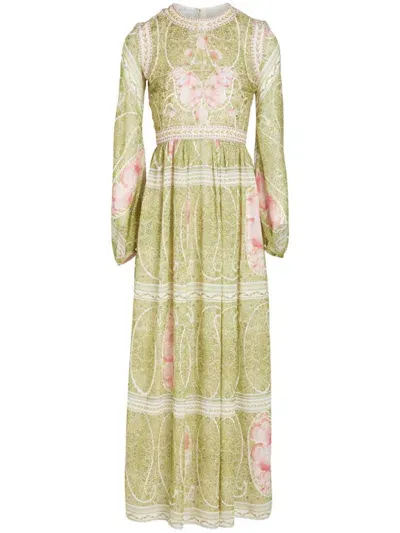 Giambattista Valli Peonies-print Silk Georgette Dress In Green