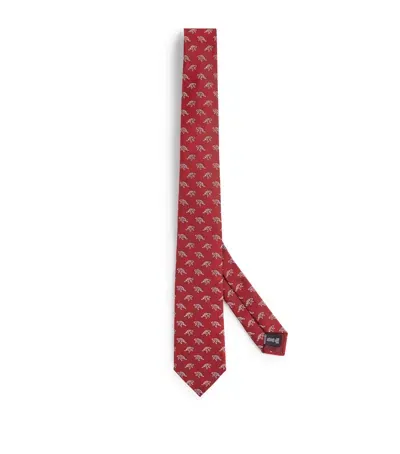 Giorgio Armani Mulberry Silk-cotton Turtle Tie In Red