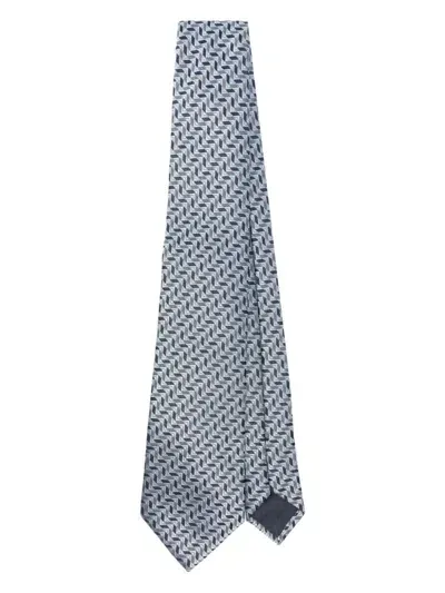 Giorgio Armani Patterned-jacquard Tie In Azul