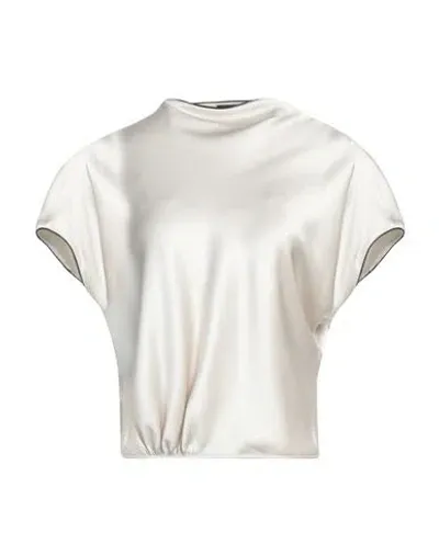 Giorgio Armani Woman Top Beige Size 12 Silk, Polyester In White