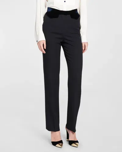 Giorgio Armani Wool Tuxedo Pants With Velvet Details In Navy