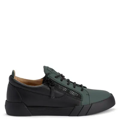 Giuseppe Zanotti Low-top Leather Zip-up Sneakers In Green