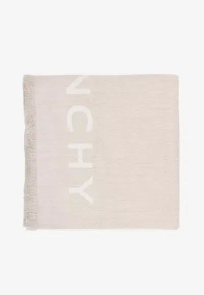 Givenchy 4g Monogram Wool Blend Scarf In Beige