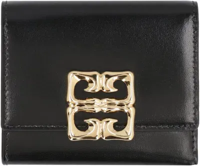 Givenchy 4g Plaque Trifold Wallet In Black