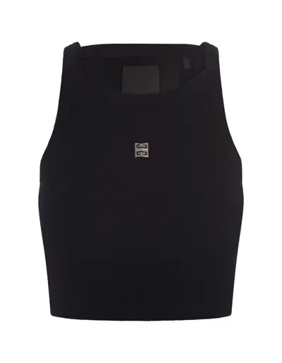 Givenchy Black Crop Top With Logo Plaque