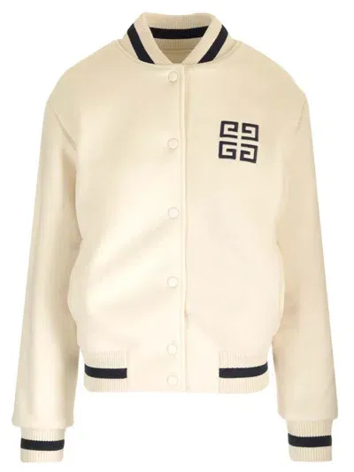 Givenchy Easy Fit Varsity Bomber Jacket In White