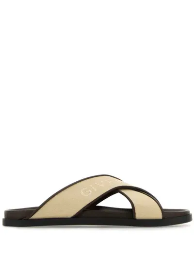 Givenchy Men's G Plage Flat Sandals In Canvas In Beige