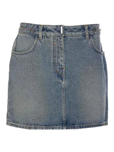 Givenchy Mini Denim Skirt In Blue