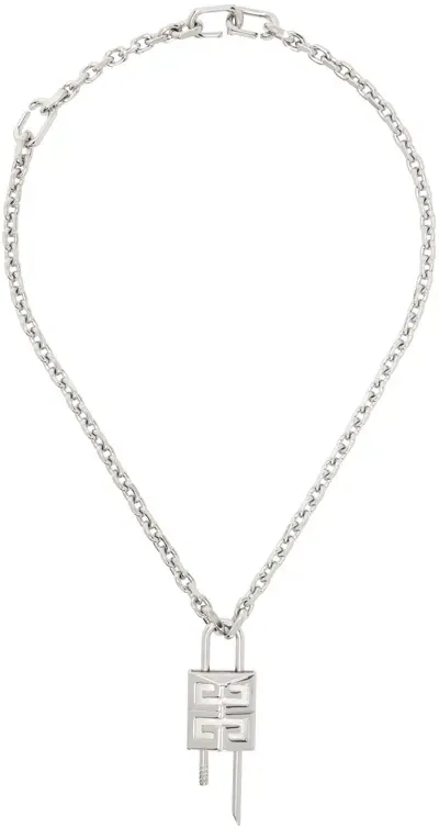 Givenchy Silver Small Lock Necklace In 040 Silvery