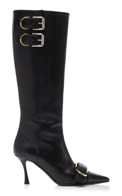 Givenchy Voyou Buckle-detailed Leather Knee Boots In Black