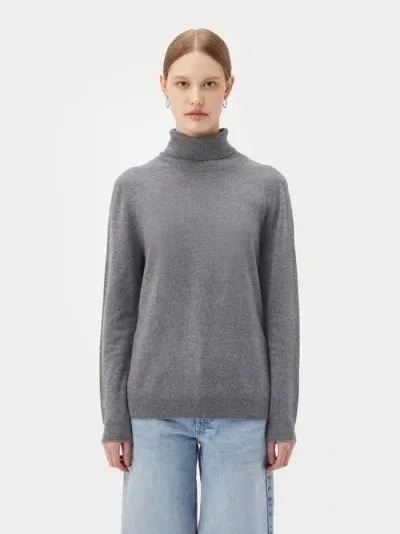 Gobi Cashmere Classic Turtle Neck In Dim Gray