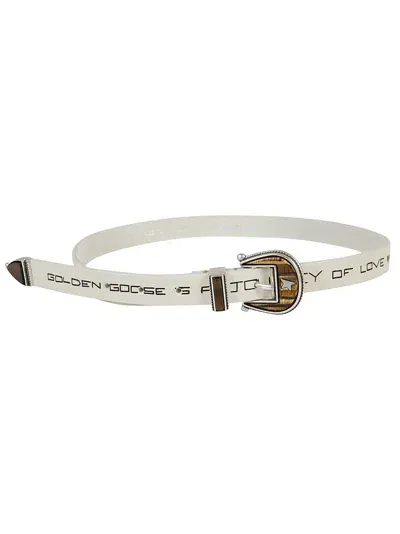 Golden Goose Belts Beige In Gray