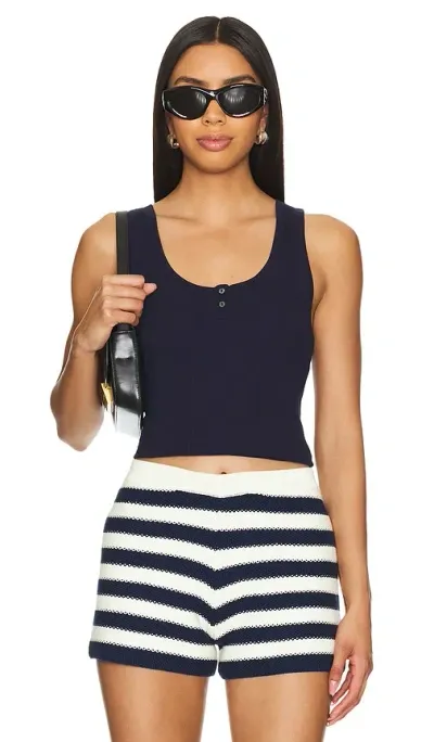 Goldie Cotton Rib Henley Tank In Navy