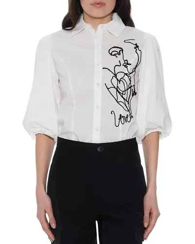 Gracia Embroidered Top In White