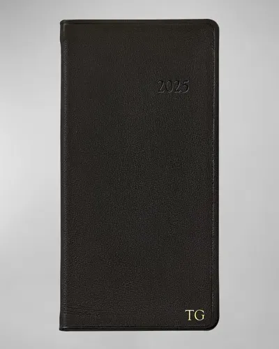 Graphic Image 2025 6" Leather Pocket Datebook, Personalized In Black