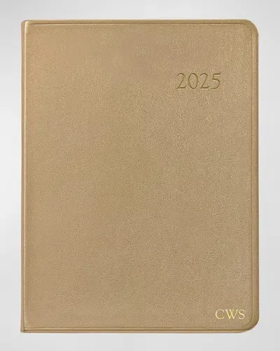 Graphic Image 2025 Leather Desk Diary, Personalized In White Gold