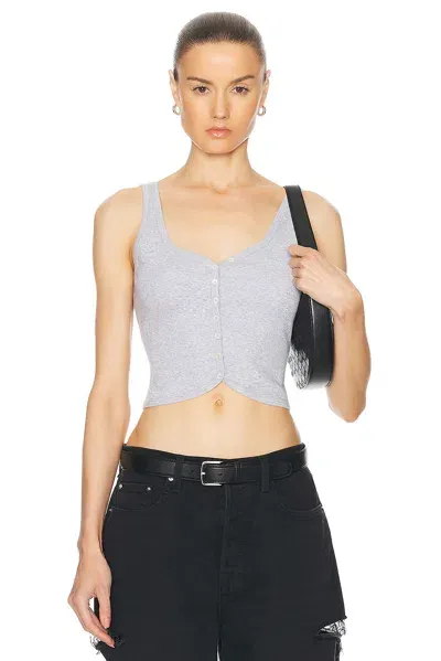 Grlfrnd Rib Button Through Tank In Heather Grey