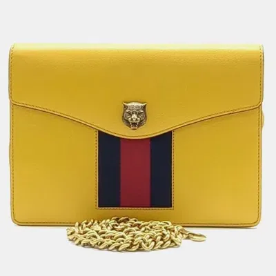 Pre-owned Gucci Animalie Chain Shoulder Bag In Yellow