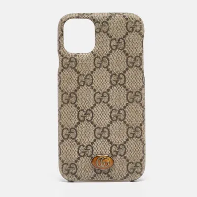 Pre-owned Gucci Beige Gg Supreme Canvas Ophidia Iphone 11 Pro Max Case