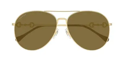 Gucci Eyewear Aviator Frame Sunglasses In Gold