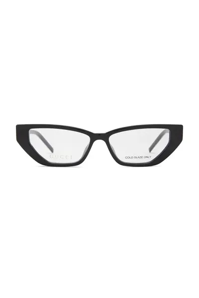 Gucci G Squared Strass Logo Narrow Eyeglasses In Black