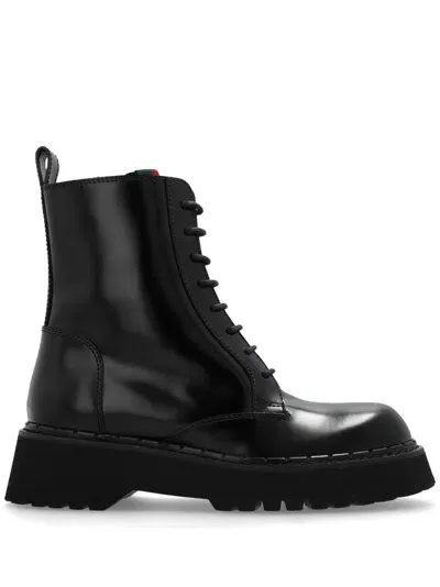 Gucci Thea Leather Boots In Black