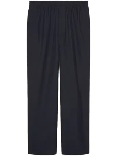 Gucci Blue Straight-leg Wool Trousers In Navy Blue