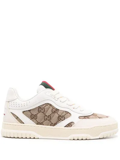 Gucci Re-web Low-top Sneakers In Cream