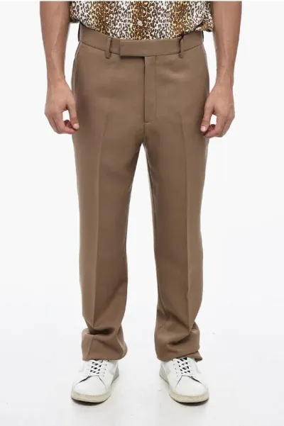 Gucci Straight Fit Tailoring Pants With Logo In Brown