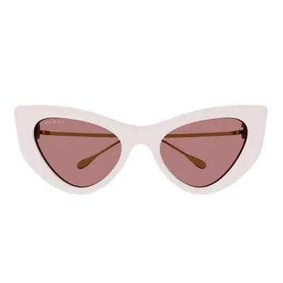 Gucci Sunglasses In Ivory Gold Red