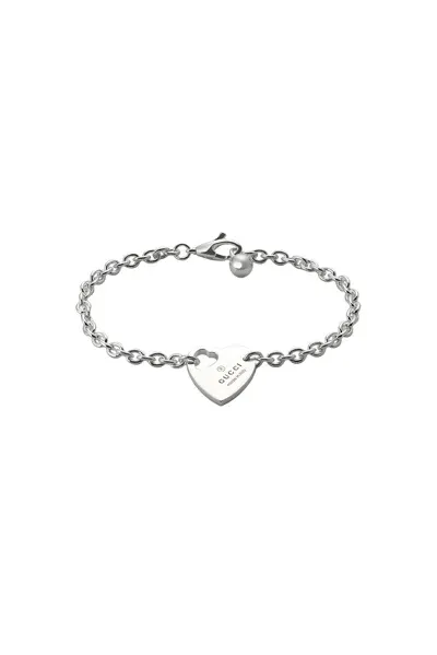 Gucci Trademark Heart Motif Bracelet In Sterling Silver