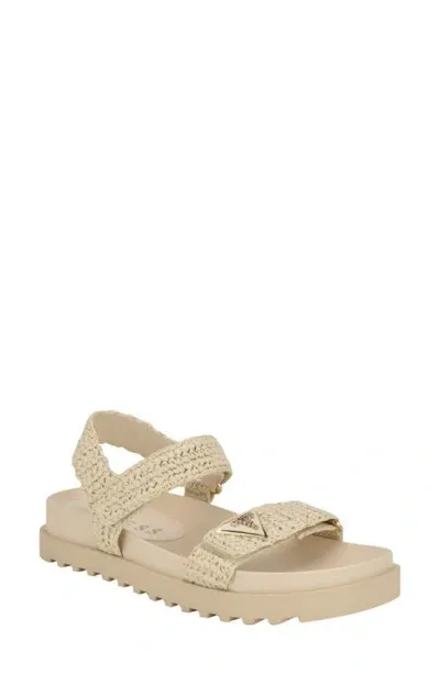 Guess Fabrica Raffia Sandal In Ivory