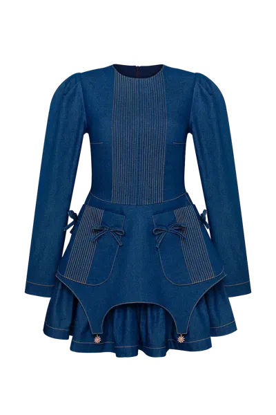 Guranda Denim Dress With Bascque Mini In Blue