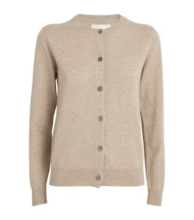 Harrods Cashmere Crew-neck Cardigan In Beige