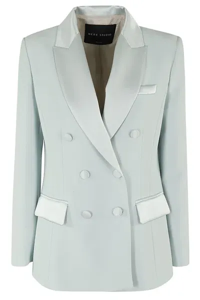 Hebe Studio The Georgia Blazer Cady In Teal