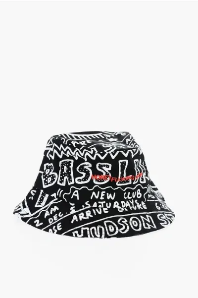 Honey Fucking Dijon Keith Haring Cotton Bucket Hat With Print In Black