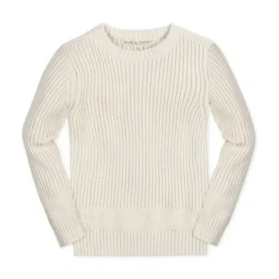 Hope & Henry Boys' Organic Herringbone Detail Crew Neck Sweater, Kids In Ivory Herringbone Edge