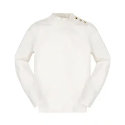 Hope & Henry Girls' Organic Mock Neck Knit Top, Kids In Soft White Mock