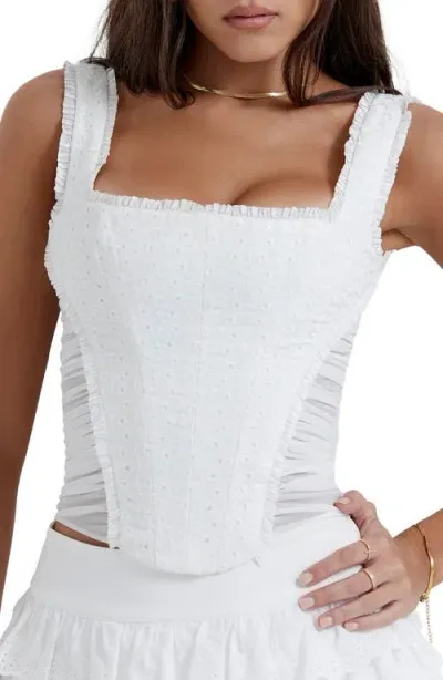 House Of Cb Catalina Eyelet Corset Top In White