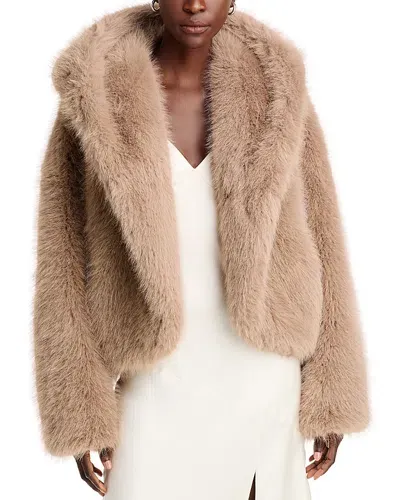 Hugo Boss 2.0 Cabarette Faux Fur Coat In Brown Fur