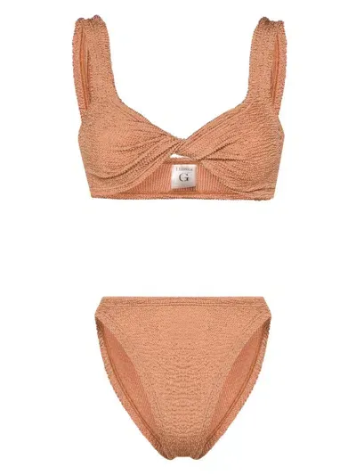 Hunza G Juno Crinkle Bikini In Brown